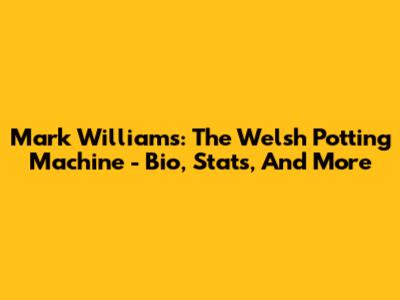 Mark Williams: The Welsh Potting Machine - Bio, Stats, And More