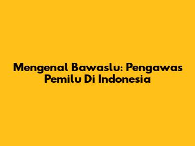 Mengenal Bawaslu: Pengawas Pemilu Di Indonesia