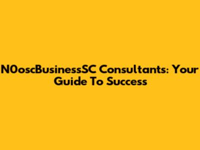 N0oscBusinessSC Consultants: Your Guide To Success