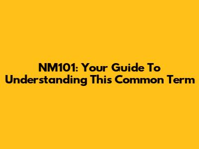 NM101: Your Guide To Understanding This Common Term