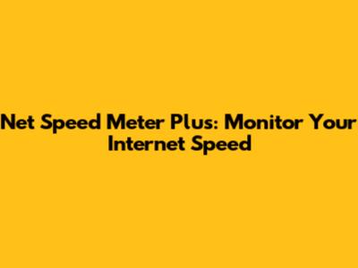 Net Speed Meter Plus: Monitor Your Internet Speed