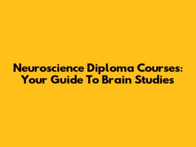Neuroscience Diploma Courses: Your Guide To Brain Studies