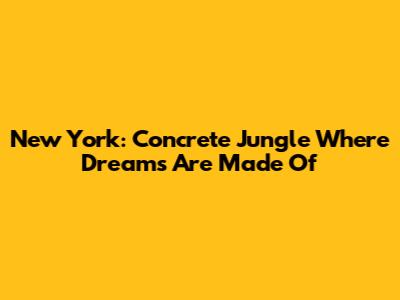 New York: Concrete Jungle Where Dreams Are Made Of