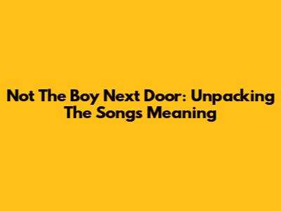 Not The Boy Next Door: Unpacking The Song's Meaning