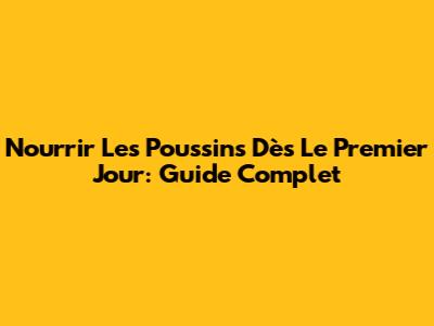 Nourrir Les Poussins Dès Le Premier Jour: Guide Complet