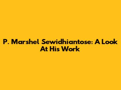 P. Marshel Sewidhiantose: A Look At His Work