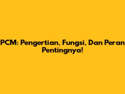 PCM: Pengertian, Fungsi, Dan Peran Pentingnya!