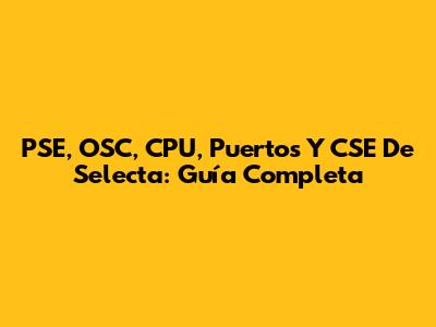 PSE, OSC, CPU, Puertos Y CSE De Selecta: Guía Completa