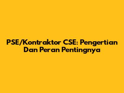 PSE/Kontraktor CSE: Pengertian Dan Peran Pentingnya