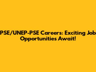 PSE/UNEP-PSE Careers: Exciting Job Opportunities Await!