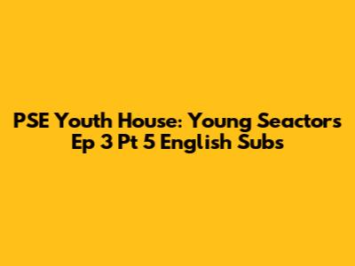 PSE Youth House: Young Seactors Ep 3 Pt 5 English Subs