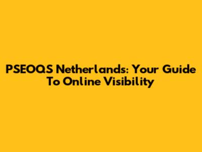 PSEOQS Netherlands: Your Guide To Online Visibility