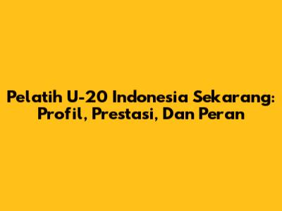 Pelatih U-20 Indonesia Sekarang: Profil, Prestasi, Dan Peran