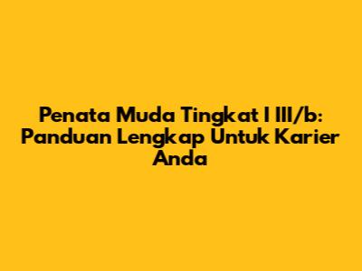 Penata Muda Tingkat I III/b: Panduan Lengkap Untuk Karier Anda