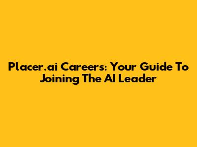Placer.ai Careers: Your Guide To Joining The AI Leader