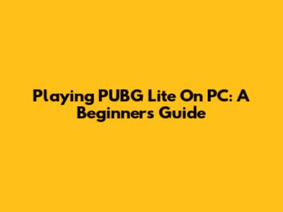 Playing PUBG Lite On PC: A Beginner's Guide