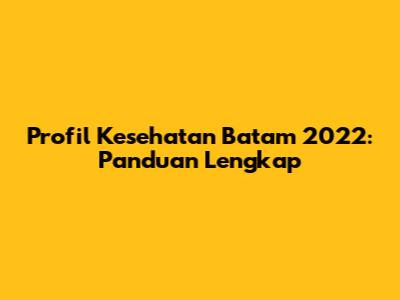 Profil Kesehatan Batam 2022: Panduan Lengkap
