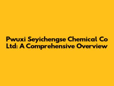 Pwuxi Seyichengse Chemical Co Ltd: A Comprehensive Overview