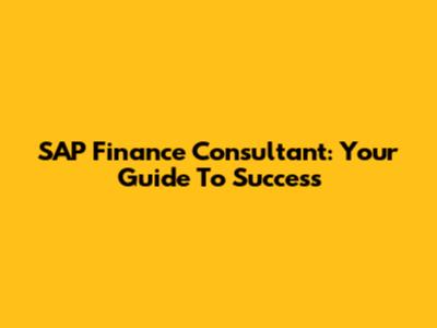 SAP Finance Consultant: Your Guide To Success