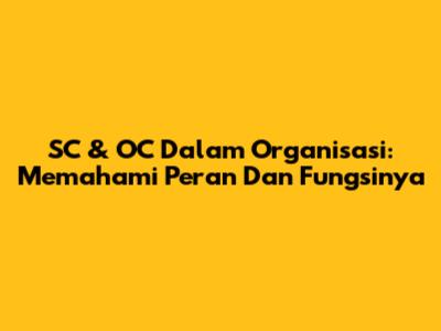 SC & OC Dalam Organisasi: Memahami Peran Dan Fungsinya