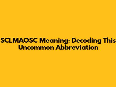 SCLMAOSC Meaning: Decoding This Uncommon Abbreviation