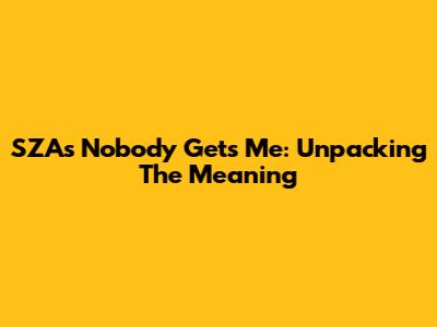 SZA's "Nobody Gets Me": Unpacking The Meaning