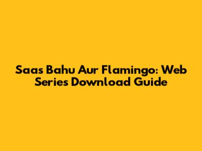 Saas Bahu Aur Flamingo: Web Series Download Guide