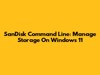 SanDisk Command Line: Manage Storage On Windows 11