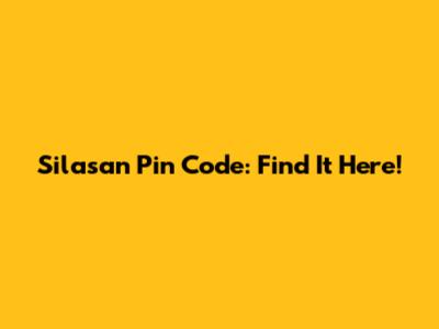 Silasan Pin Code: Find It Here!