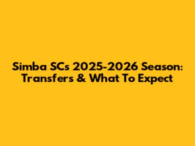 Simba SC's 2025-2026 Season: Transfers & What To Expect