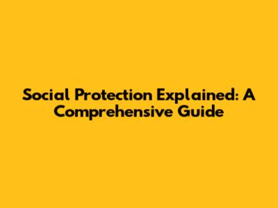 Social Protection Explained: A Comprehensive Guide