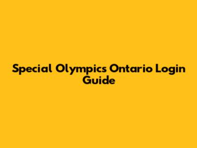 Special Olympics Ontario Login Guide
