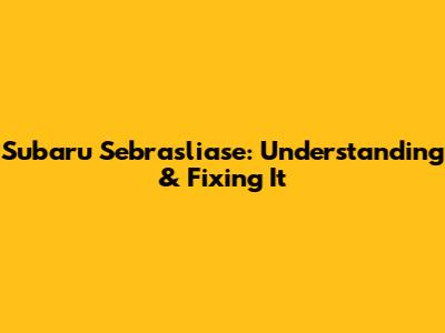 Subaru Sebrasliase: Understanding & Fixing It