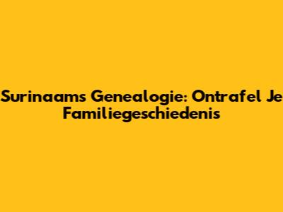 Surinaams Genealogie: Ontrafel Je Familiegeschiedenis