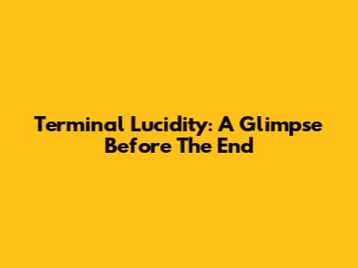 Terminal Lucidity: A Glimpse Before The End