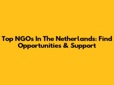 Top NGOs In The Netherlands: Find Opportunities & Support