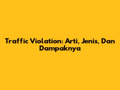 Traffic Violation: Arti, Jenis, Dan Dampaknya