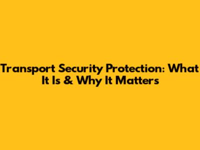 Transport Security Protection: What It Is & Why It Matters