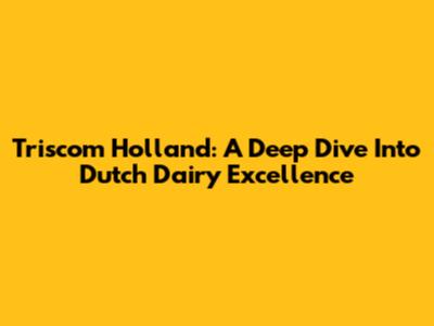 Triscom Holland: A Deep Dive Into Dutch Dairy Excellence