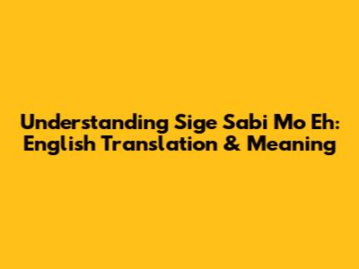 Understanding 'Sige Sabi Mo Eh': English Translation & Meaning