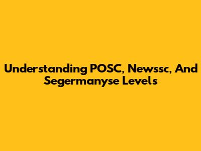 Understanding POSC, Newssc, And Segermanyse Levels