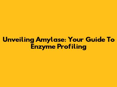 Unveiling Amylase: Your Guide To Enzyme Profiling