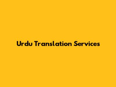 Urdu Translation Services