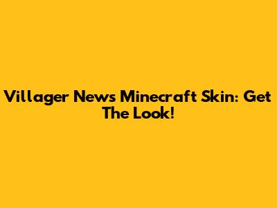 Villager News Minecraft Skin: Get The Look!