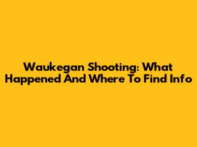 Waukegan Shooting: What Happened And Where To Find Info